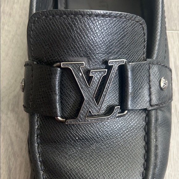 Louis Vuitton Black Leather Loafers with Silver Accent - Picture 3 of 17